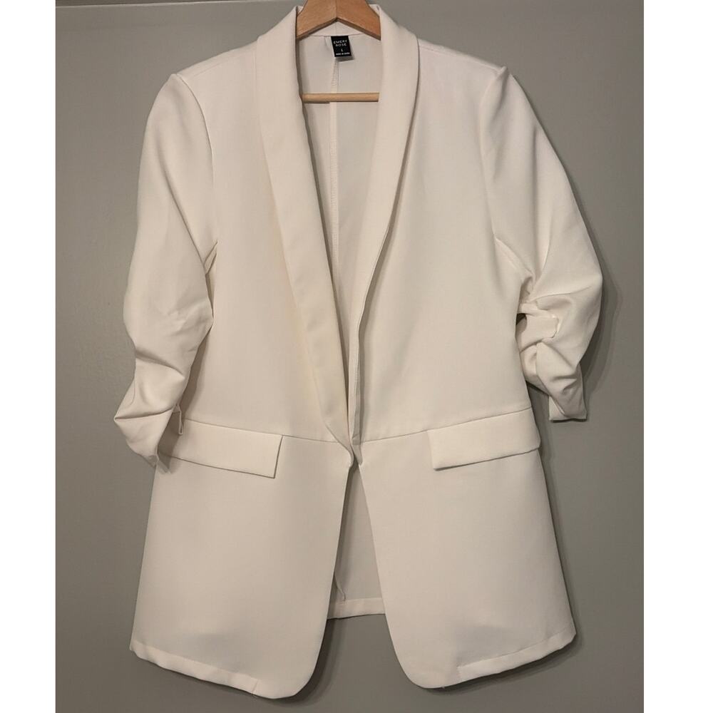 Emory Rose White Open Front Blazer Womens L Quiet Luxury Old Money Minimalist